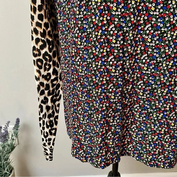 Equipment Liam Silk Blouse Large Floral & Animal Print Contrast Scoop Neck - Picture 9 of 13